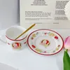 Cups Saucers Middle Style Vintage Ins Korean Girl Heart Ceramic Coffee Cup And Plate Set Afternoon Tea Dessert 2Pcs