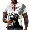 Vintage Cross 3D T-shirt Tempeliers Gedrukt Fi Casual Korte Mouw Tops Tee Zomer Mannen T-shirt Oversized Streetwear 43IM #
