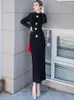 Casual Dresses Women's Elegant Slim Fashion 2024 Spring Dress Anti-Aging Long Sleeves Solid Color Bowknot Nice Clothes