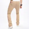 Hommes Streetwear Vintage empilé épissé déchiré Slim Jeans pantalon Distred mâle moto droit Biker Denim pantalon t3eO #