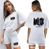 Women Tracksuits Two Pieces Set Designer 2024 New Top Letter Foam Printing T-shirt Tight Sports Split Pants Set 5 Colours