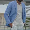Slim Fit Suit Jacket Elegant Men's Striped Print Busin com bolsos de lapela Casaco formal para trabalho ou especial para conforto 78IK #