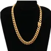 Colar de aço inoxidável de alta qualidade 18K banhado a ouro Miami Cuba Link Chain Men Gold Punk Hip Hop Jóias Correntes colares 16mm 18248J