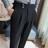 High Quality Business Casual Draped High-waist Trousers Men Solid Color Formal Pants Male Formal Office Social Suit Pants 240308