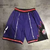 Short de basket-ball de l'équipe Just Don Retro Wear, pantalon de Sport avec poche zippée, pantalon de survêtement Hip Pop blanc violet rouge