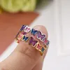 Anillos de clúster Mariposa luminosa moderna para mujeres que brillan en el corazón oscuro Aleación de cuerda Aleación Atentable Atentable Dode Anillo Joya Joyería