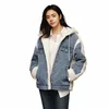 Semir Denimジャケット女性フード付きスプライスImitatiラムウール2023冬の新しいキルティングジャケットY6SV＃