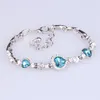 Bracelets à maillons pour femmes, strass en cristal, bleu océan, chaîne en forme de cœur, bijoux, cadeaux de fête