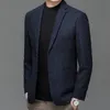 2024 Classical Men Navy Blue Tweed Wool Blazers Sheep Woolen Suit Jackets Gentlemen Fi Outfits for Busin and Casual Wear Q1NP#