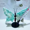 Sculpturen Natuurlijke Chrysocolla Vlindervleugels Kristal Carving Ambachten Genezende Energie Geluk Steen Woondecoratie Verjaardagscadeau 1 paar