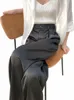 2023 Summer New Silk Satin Women's Pants High midja Casual Black Korean Fi Wide Leg Suit Pants for Women Byxor Overdimensionerade 39BB#