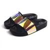 Slippers High Fashion PVC Shiny Women Shoes Rainbow Bling Colorful Spangle Fancy Flip Flops