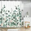 Shower Curtains Flower Bathroom Curtain Plant Floral Printed Waterproof Polyester Fabric Bath For Home Decor