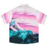 Chemises décontractées pour hommes Chemise de plage hawaïenne d'été Hip Hop Mountain Print Hawaii Blouse Harajuku Streetwear Mode Aloha Hispter