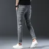 Neue elastische Jeans Männer Slim Fit Denim-Hosen-beiläufige Bleistift-Hosen graue Hosen klassische Dropship Big Size E6da #