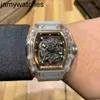 Крутые механические часы Richarsmill Rakish Wrist Tv Factory Rms055 Wine Barrel Leisure Crystal Case Белый клеевой ремешок 2024 Роскошный стиль