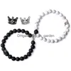 Frisado 2 Pçs/set Distância Magnética Pulseira Casal Amantes de Coração Minimalista Combinando Pulseiras de Amizade Para Mulheres Drop Dhgarden Dhjxz