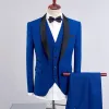 3 pièces costumes Fi nouveaux hommes Casual Boutique Busin costume / mâle couleur correspondant col Blazer veste manteau pantalon gilet ensemble g89R #