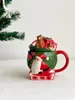 Mugs Heavy Industry Pure Hand målad under Glaze Christmas Tree Santa Claus Cup Water