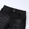 Men's Jeans 2024 Arrivals Pants Fashion Streetwear Black Casual All-match Leather Patchwork Slim Denim For Men