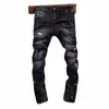 Street Fi Men Jeans Retro preto cinza trecho slim fit vintage jeans ripped homens pintados designer hip hop jeans calças hombre 876z#