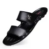 Summer Shoes Sandal High Quality Men Slip On Leather Beach Mens Slippers Platform Black Male Rubber Sandals Shoes z2qB