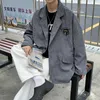 Corduroy Blazers for Men Odzież Pojedyncza klamra swobodna kurtka do mokrej wiosna jesienna streetwear Fi LG Sleeve Ternno Masculino n8ah#
