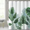 シャワーカーテンフラワーカーテン植物パターン印刷風景バスルームの装飾フック付きの防水布浴槽