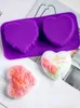 Baking Moulds Resin Molds For Jewelry 2-hole Heart Silicone Mold Flower 3d Handmade Soap Making Fondant Cake Chocolate