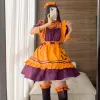 S - 3xl 4xl 5xl Woman Bat Vampire Halen Costumes Maid Dr Cosplay Orange Pumpkin Costume Dr Party Maid Outfits v8fc#