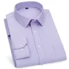 Męska koszula LG Sleeved Busin Casual Classic Sida Stripeed Kontrola Blue Purple Male Social Dr Koszulka dla mężczyzny Butt Shirt 81WC#