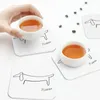 Bord Mattor Dog Line Art Coasters Kitchen Placemats Vattentät Isoleringskopp Kaffe för dekor Hem Tabellkuddar Uppsättning av 4