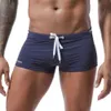 Men's Swimwear Waist Tie Swimming Trunks Mens Low-rise Solid Color Swim Shorts with Waist Tie Stretch Breathable Beach Trunks for Sports Surf 24327