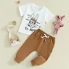 Set di abbigliamento Bambino Neonato Abiti pasquali T-shirt a maniche corte Top Pantaloni da jogging Set 2 pezzi Abiti primaverili