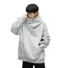 solid Color Hooded Sweatshirt for Men Japanese Harajuku Urban Streetwear Men's Cyber Punk Hoodie Stylish Comfortable for Winter x136#