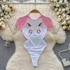 porno Lingerie Dolce Guaina Body Donna Pagliaccetti manica corta Con apertura sul cavallo Donna Erotico Carino Costumi da bagno sottili Carto Tuta 59x4 #