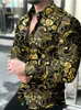 Hawaiian skjortor Luxury Golden Graphic Shirts Men Fi Shirt LG Sleeve Cuba Lapel Beach Blus Men Clothing Turn Over M8H4#