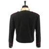 rare MJ Michael Jacks Red & Black Military England Style Informal Cool Jacket Outerwear h9fX#