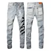 Jeans Violet Nouvelle Haute Qualité Hommes Jeans Designer De Mode En Détresse Ripped Denim Cargo Pour Hommes High Street Fashion Jeans 124