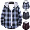 men Plaid Splicing Hoodie Mens Fi Streetwear Classic Flannel Lg Sleeve Hooded Shirts Casual Shirt Men's Sudaderas Hombre S9cS#