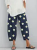 plus Size 2023 New Women's Elastic Waist Polka Dot Pattern Nine-Minute Pants Loose Fit Over Size Summer And Fall Casual Clothing i0ZU#