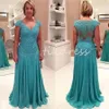 Elegant Jude Green Mother of the Bride Dress 2024 Sexig V Neck Cap Sleeve Lace Chiffon Wedding Gästklänningar Plus Size Evening Party Beach Groom Mom Party Dress Chic