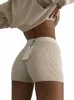 2023 Summer Knit Shorts Cott White Women Casual Mini Black Sexig Hög midja Ribber Streetwear Basic Biker Shorts N0XM#