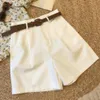 Lady Suit Shorts Hög midja A-Line Summer Shorts med bältesfickor Butt Stängning för dejting pendla kvinnor mini shorts t36l#