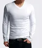 2024 Elastic Mens T-Shirt V-Neck Lg Sleeve Men T Shirt For Male Big Size Lycra And Cott TShirt Busin Man Tees d7V6#