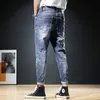 Zomer Mannen Gescheurde Jeans Fi Streetwear Casual Blauw Lichtgewicht Slim Fit Patches Denim Broek M6kh #