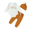 Set di abbigliamento Born Baby Boy Costume di Halloween Manica lunga Zucca Pagliaccetto Top Pantaloni Cappello 3 pezzi Set di vestiti