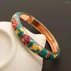 Bangle Chinese Traditional Peony Cloisonne Handicraft Filigree Presents for Women Girl Jewelry Bangles Armband Accessories