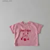 Tシャツ2023夏の新しい赤ちゃんかわいい漫画ベアプリントTシャツ綿幼児少年Tシャツ幼児少女Tシャツ服24328