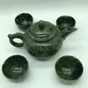 Teegeschirr-Sets, natürliches Jade-Tee-Set, chinesische Zeremonie, Gongfu, 1 Teekanne, 4 Teetassen, magnetischer Stein, Gesundheits-Teesets